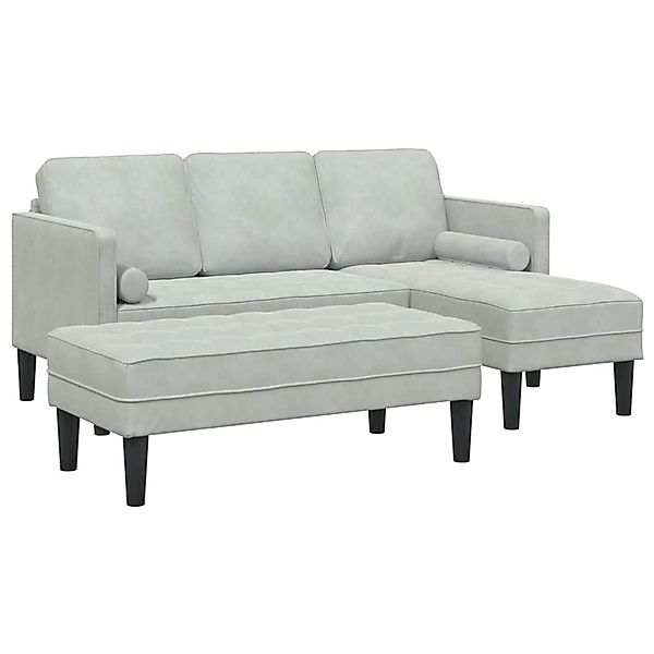 vidaXL Sofa-Set 2-Tlg Hellgrau 173 x 131 x 67 cm Samt 3329264 günstig online kaufen