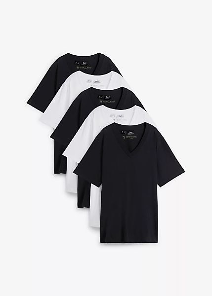 Weites Long-Shirt mit V-Ausschnitt, Kurzarm (5er Pack) günstig online kaufen