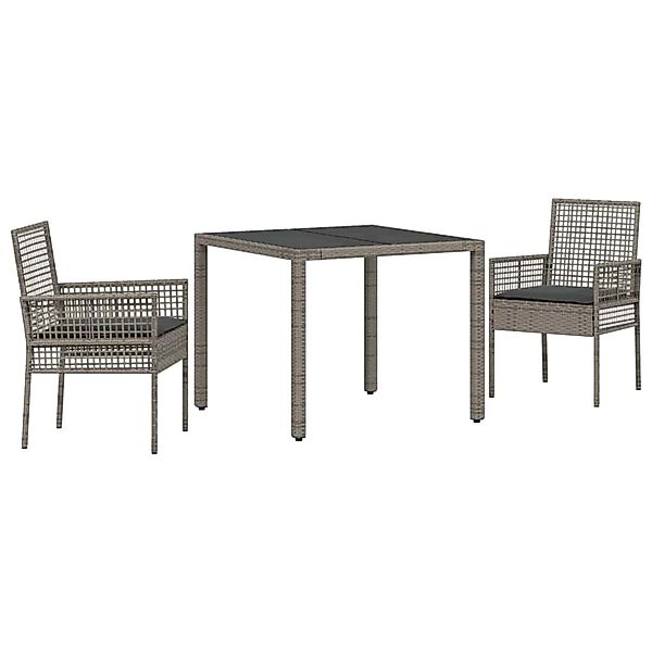 vidaXL Garten Essgruppe 3-Tlg Grau Poly Rattan 3334871 günstig online kaufen