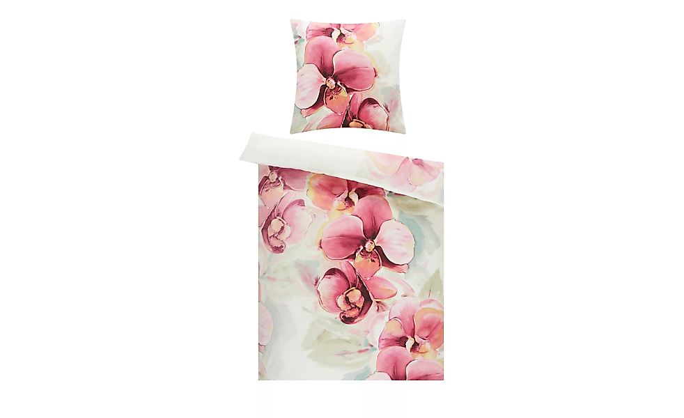 AURO Satin Bettwäsche  Orchideen - weiß - 100% Baumwolle - 135 cm - Bettwar günstig online kaufen