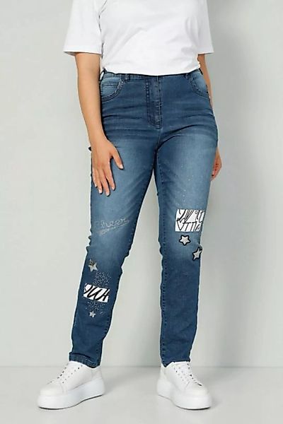 MIAMODA Regular-fit-Jeans Jeans Slim Fit Patches 5-Pocket günstig online kaufen