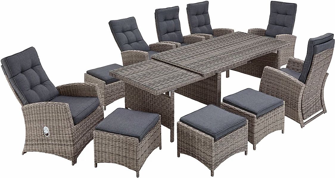 KONIFERA Garten-Essgruppe "Monaco" Set, 6x Sessel, 4x Hocker, 1x AZ-Tisch 2 günstig online kaufen