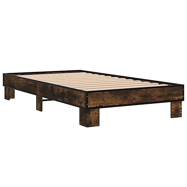 vidaXL Bettgestell Räuchereiche 100x200 cm Holzwerkstoff und Metall 845869 günstig online kaufen