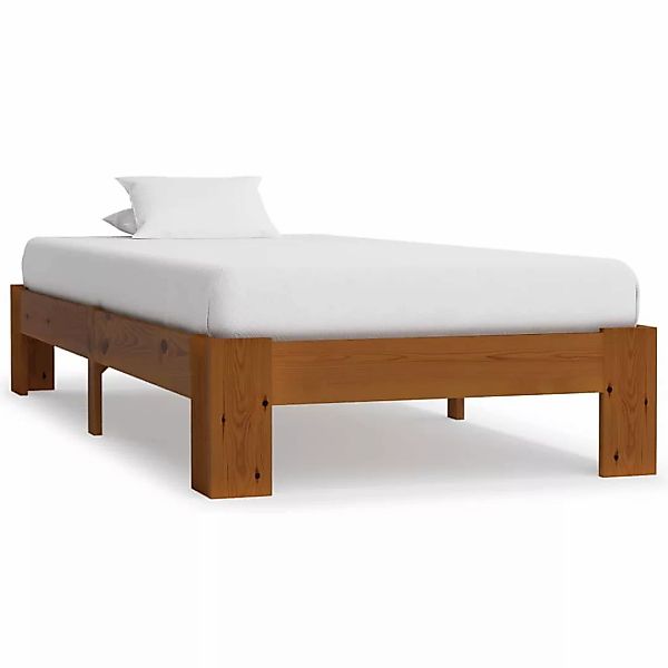 Bettgestell Hellbraun Massivholz Kiefer 140×200 Cm günstig online kaufen