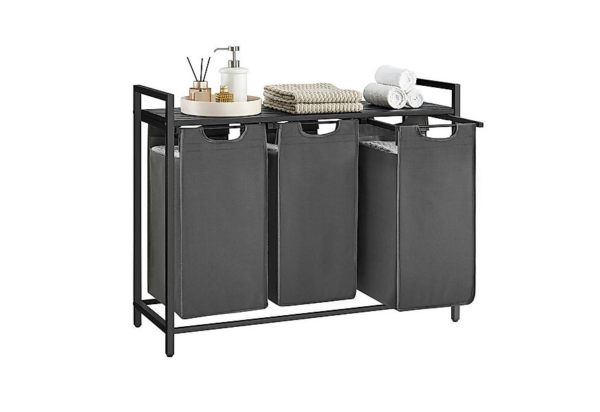 VASAGLE Wäschekorb, 3 Fächer, mit Ablage, ausziehbar und abnehmbar, 3 x 38 günstig online kaufen