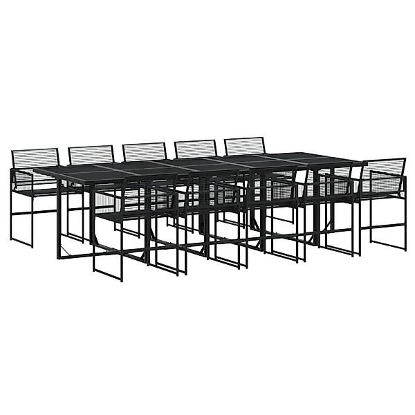 vidaXL 11-tlg Garten-Essgruppe Schwarz Poly Rattan Modell 3 günstig online kaufen