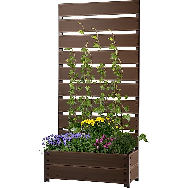 Dobar Pflanzbeet mit Rankgitter aus WPC 137 cm x 72 cm x 33 cm Dunkelbraun günstig online kaufen