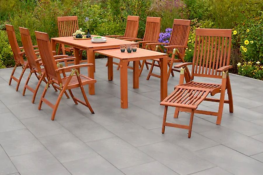 MERXX Garten-Essgruppe »Comodoro« Set, 9 Stk. tlg. 6 Klappsessel, 2 Klappse günstig online kaufen