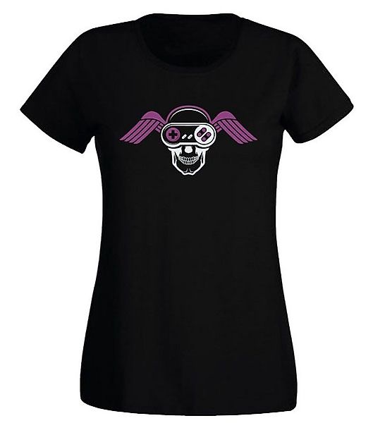 G-graphics T-Shirt Damen T-Shirt - Gamepad-Skull mit Flügeln Slim-fit-Shirt günstig online kaufen