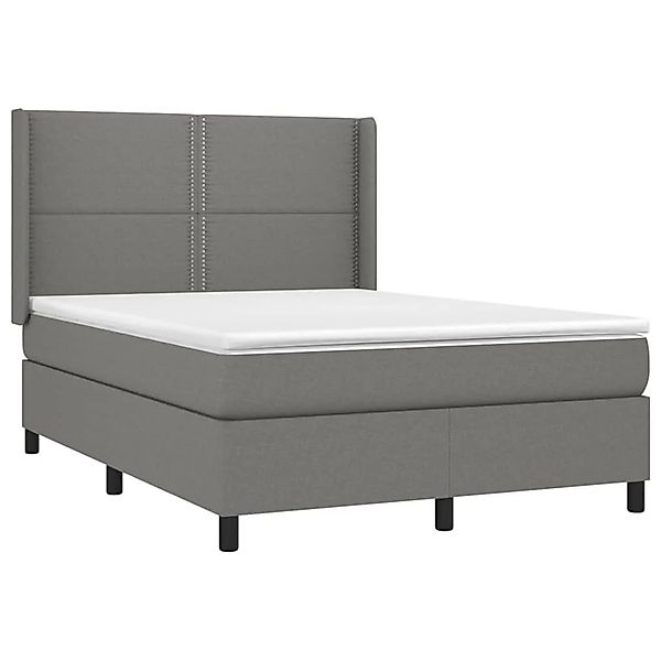 vidaXL Boxspringbett mit Matratze & LED Dunkelgrau 140x190 cm Stoff 3138230 günstig online kaufen