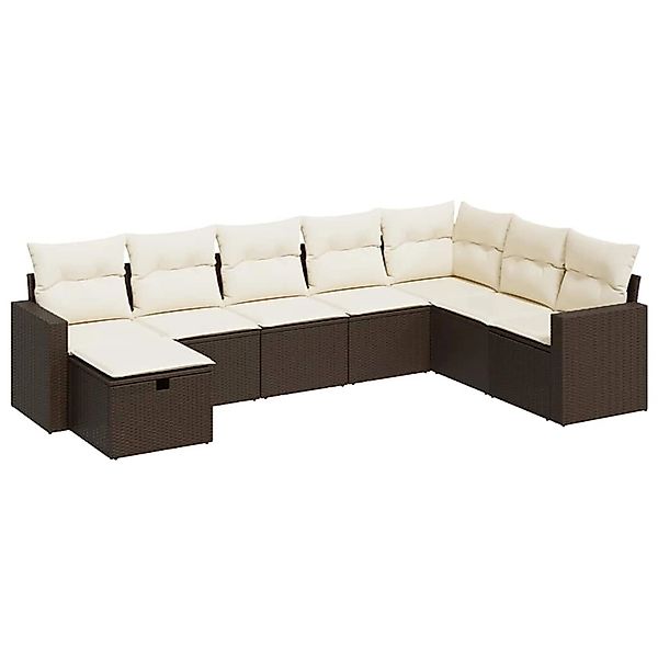 vidaXL 8-Tlg Garten-Sofagarnitur mit Kissen Braun Poly Rattan 3325439 günstig online kaufen