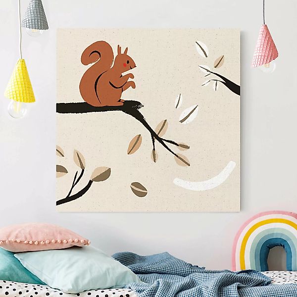 Leinwandbild auf Canvas Natural Süße Tierillustration - Eichhörnchen günstig online kaufen