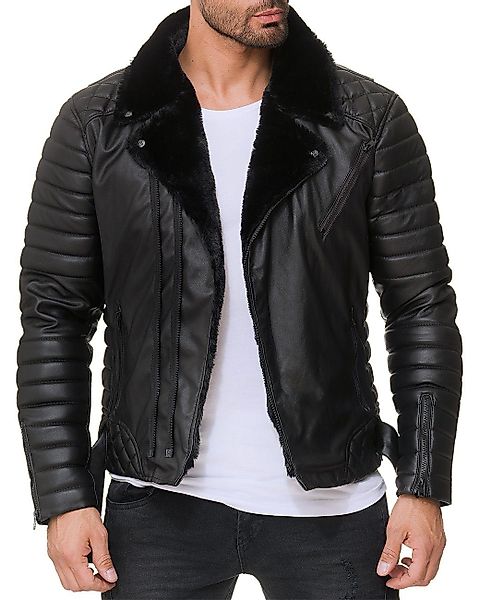 Reichstadt Bikerjacke Herren Slim Fit Kunstleder günstig online kaufen