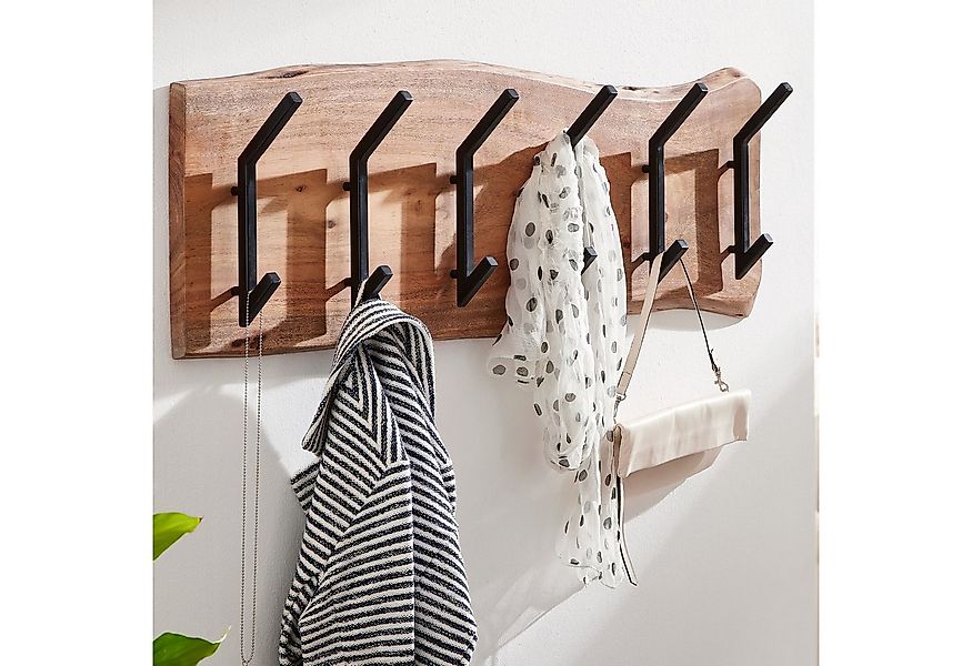 FINEBUY Garderobenpaneel Wandgarderobe Holz Metall 100 cm Garderobe Flur Ma günstig online kaufen