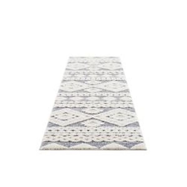 payé Teppich Nara 3005 Hochflor 80x300 cm Grau Boho-Ornament günstig online kaufen