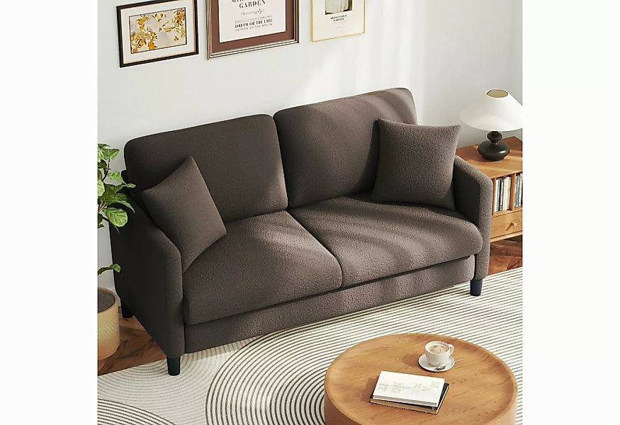 OUNUO Sofa 2 Sitzer Couch Bonnelfederkern 2 Zierkissen f. Wohnzimmer Schlaf günstig online kaufen