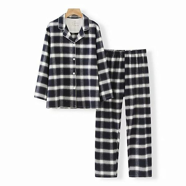 ZWY Pyjamahose Herbst-Winter Schlafanzug Damen Homewear Karo-Set günstig online kaufen