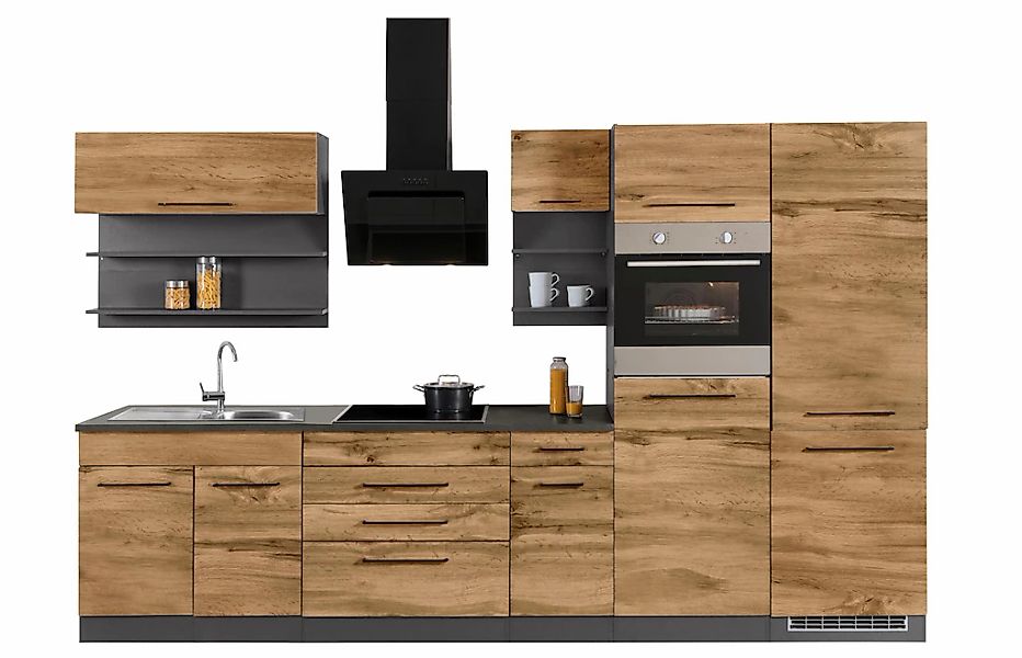 KOCHSTATION "KS-Tulsa" ohne E-Geräte, Breite 350 cm, schwarze Metallgriffe, günstig online kaufen