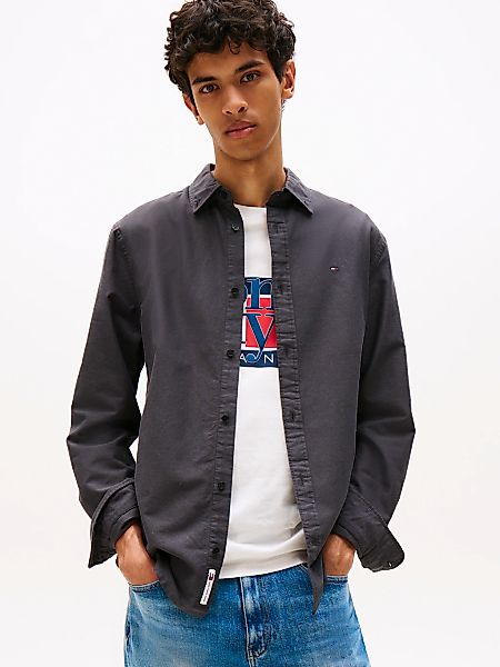 Tommy Jeans Langarmhemd "TJM REGULAR OXFORD" Mit Rundhalsausschnitt, Button günstig online kaufen