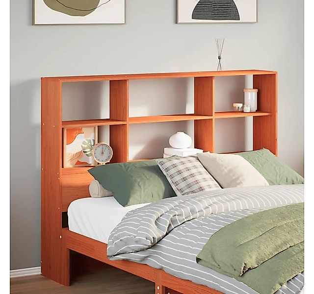 vidaXL Bett, Kopfteil mit Stauraum Wachsbraun 135 cm Massivholz Kiefer günstig online kaufen