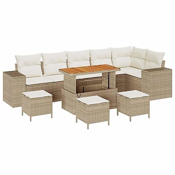vidaXL Garten-Sofa-Set 10-Tlg Beige Poly Rattan 3362031 günstig online kaufen