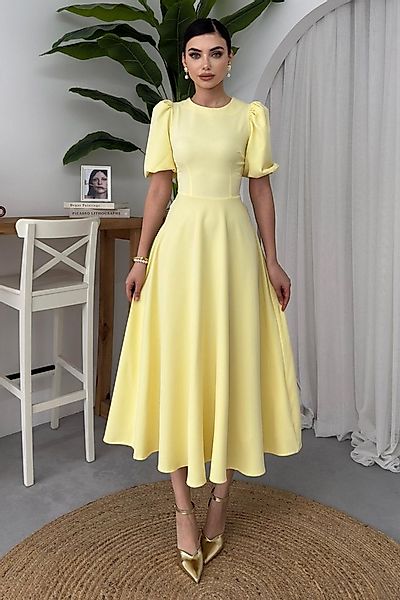 WOMAN VISION Minikleid Bequemes Midikleid aus Stoff mit Prinzessinnenärmeln günstig online kaufen