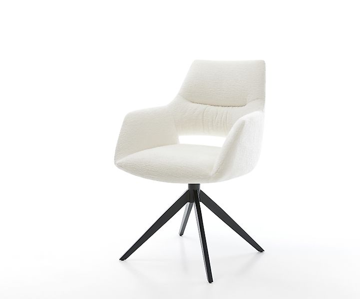 Drehstuhl Yago-Flex mit Armlehnen Bouclé Soft Beige Kreuzgestell breit Schw günstig online kaufen