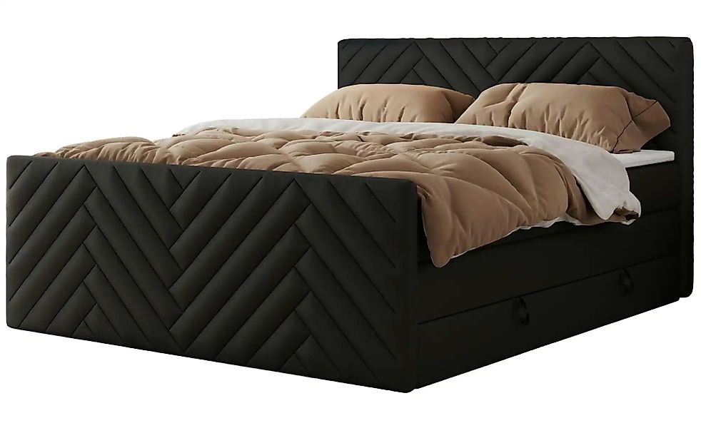 Boxspringbett mit Bettkasten Paris King Duo ¦ schwarz ¦ Maße (cm): B: 161 H günstig online kaufen