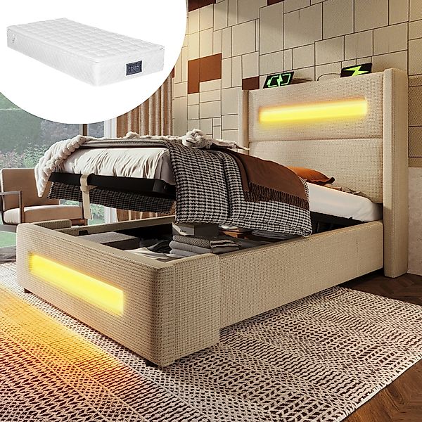 HAUSS SPOLE Polsterbett 90x200cm mit LED, günstig online kaufen