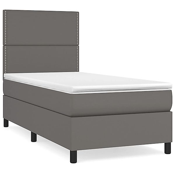 vidaXL Boxspringbett mit Matratze Grau 90x200 cm Kunstleder1466051 günstig online kaufen