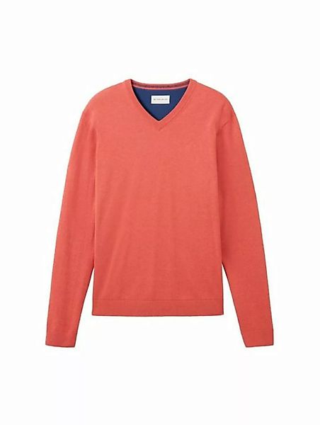 TOM TAILOR Sweatshirt basic v-neck knit, soft red melange günstig online kaufen