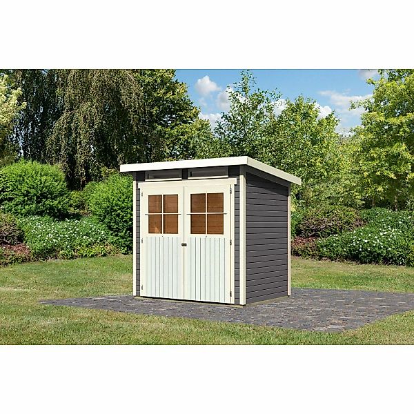 Karibu Holz-Gartenhaus Egersund Terragrau Pultdach Lackiert 199 cm x 152 cm günstig online kaufen