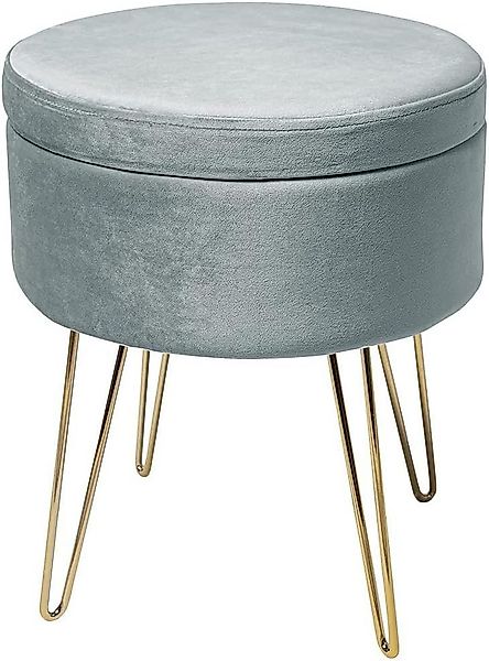 Zedelmaier Stauraumhocker Runder Hocker Samt Metallbeine Sitzhocker Ottoman günstig online kaufen
