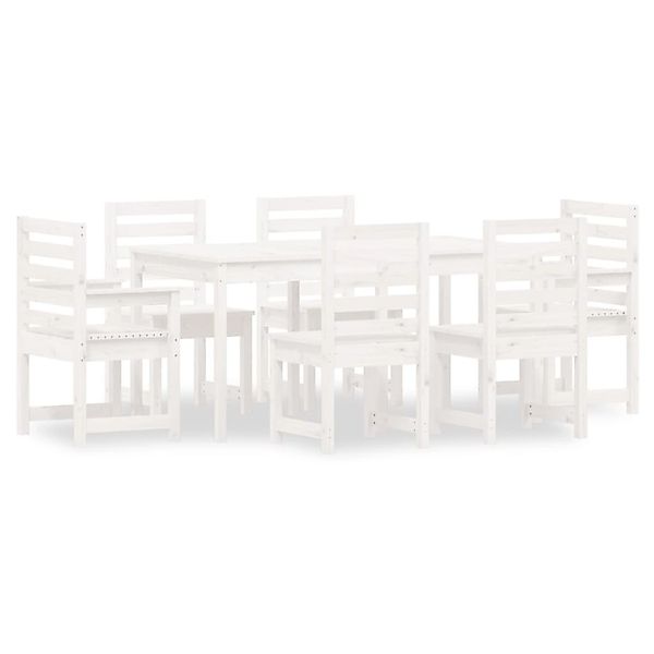 vidaXL 7-Tlg Garten-Essgruppe Weiß Massivholz Kiefer 3154708 günstig online kaufen
