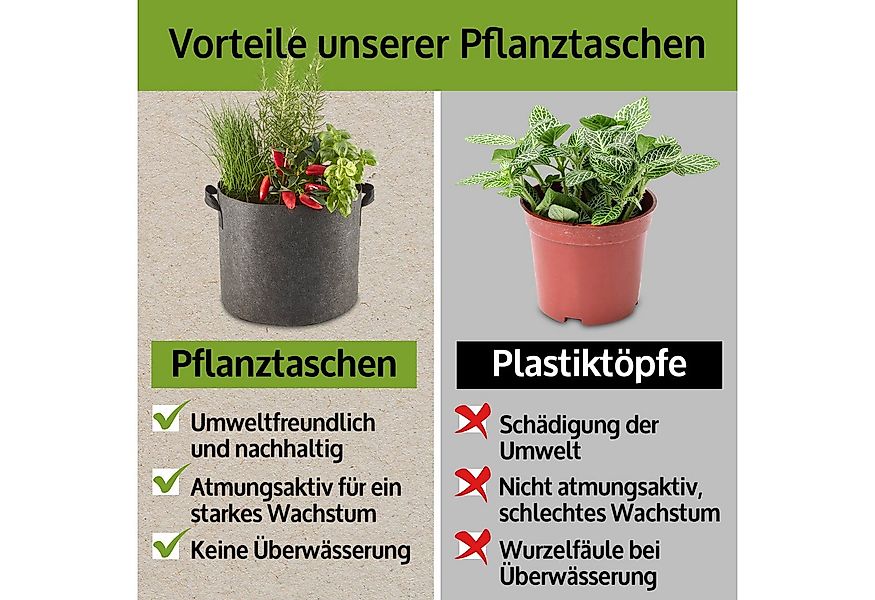 Zooprinz Pflanzkübel Pflanzsack Pflanztaschen 6er Sets 30Liter 60Liter (6 S günstig online kaufen