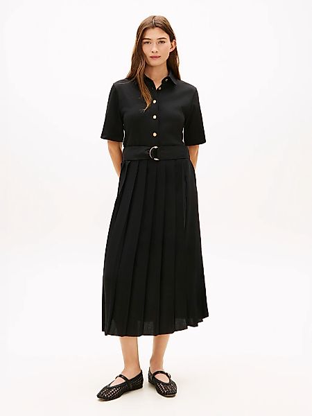 Tommy Hilfiger Hemdblusenkleid "GOLD BUTTON MIX MEDIA DRS" mit Bindegürtel günstig online kaufen