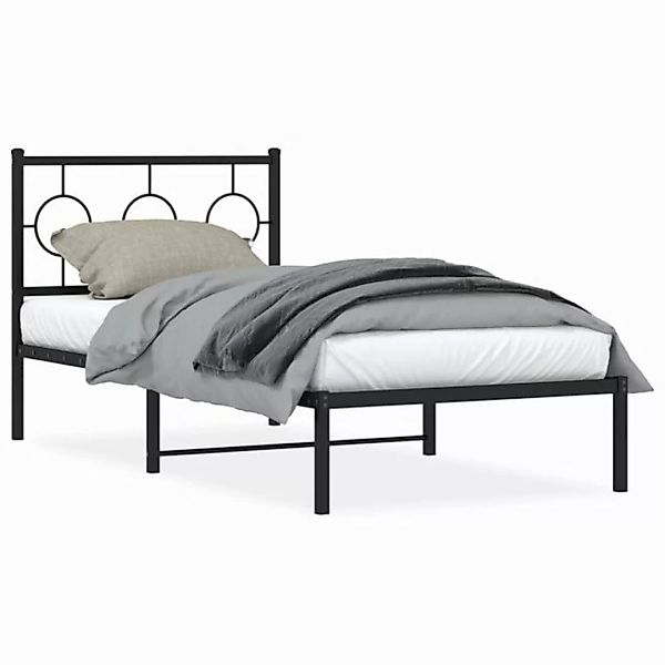 vidaXL Bettgestell, Bettrahmen mit Kopfteil Metall Schwarz 90x190 cm günstig online kaufen