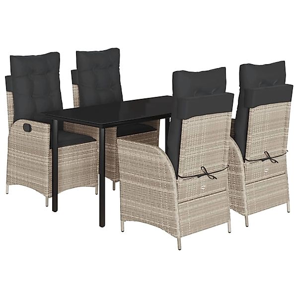 vidaXL 5-Tlg Garten-Essgruppe mit Kissen Hellgrau Poly Rattan 3213287 günstig online kaufen