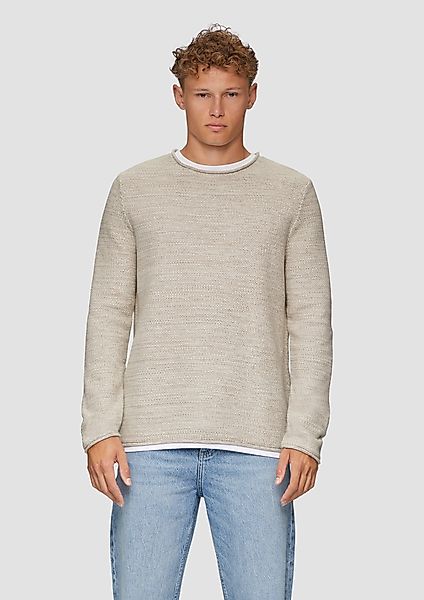 QS Strickpullover Melierter Strickpullover mit Layering-Detail günstig online kaufen
