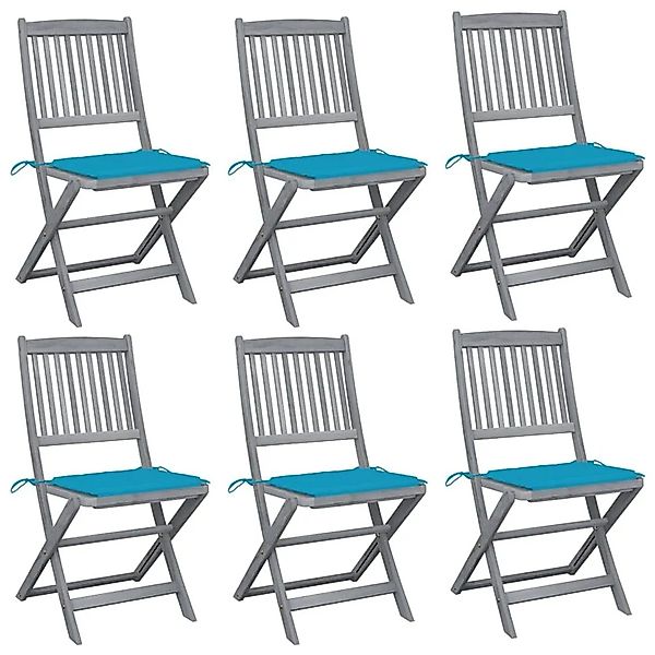 vidaXL Klappbare Gartenstühle 6 Stk mit Sitzkissen Massivholz Akazie 306544 günstig online kaufen