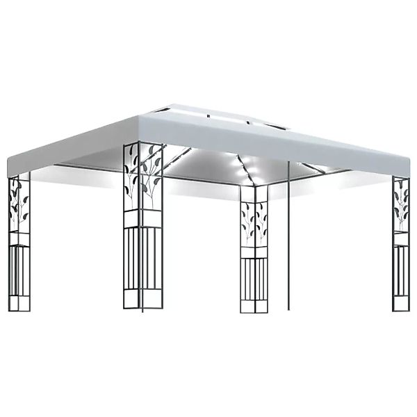 Pavillon Mit Doppeldach Und Lichterketten 3x4 M Weiß günstig online kaufen
