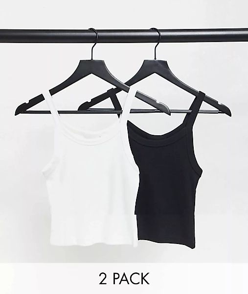 Weekday – Kristy – Camisole-Trägertop aus Bio-Baumwolle in Schwarz und Weiß günstig online kaufen
