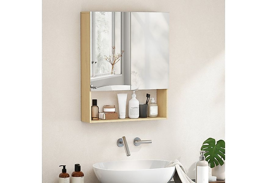 HOMCOM Spiegelschrank mit Spiegel, Soft-Close, 2 Türen, Verstellbarem Regal günstig online kaufen