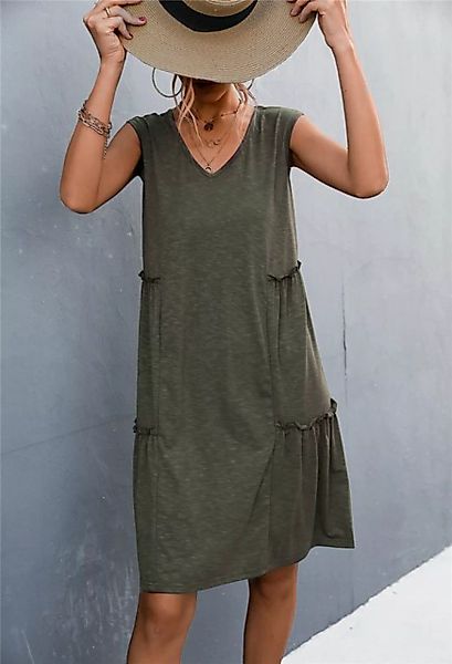 SEGUEN Sommerkleid Einfarbiges, ärmelloses Strickkleid mit V-Ausschnitt und günstig online kaufen