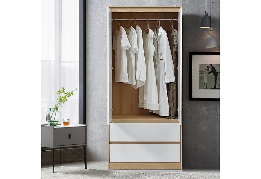 en.casa Kleiderschrank »Bastheim« 2 Türen, 1 Stange, 2 Schubladen 176x80x52 günstig online kaufen