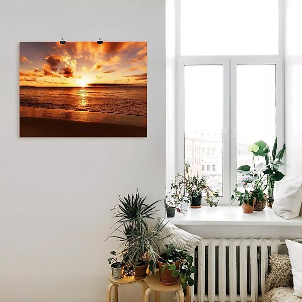 Artland Wandbild "Schöner Sonnenuntergang Strand", Gewässer, (1 St.) günstig online kaufen
