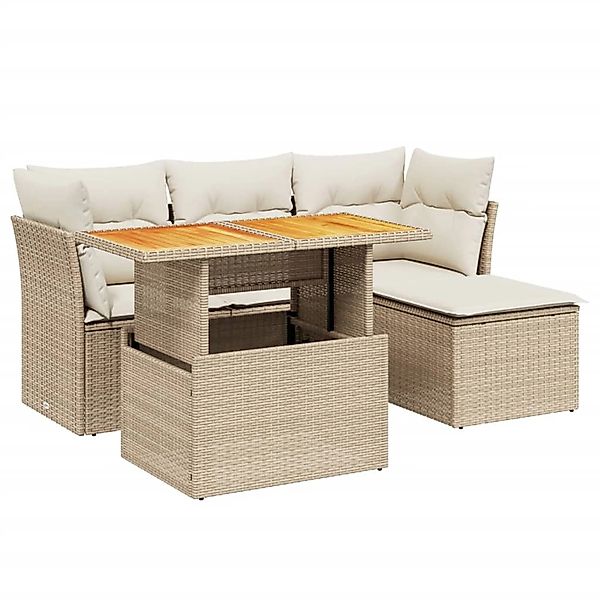 vidaXL 6-Tlg Garten-Sofagarnitur mit Kissen Beige Poly Rattan 3270806 günstig online kaufen