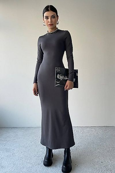 WOMAN VISION Abendkleid Damen Stretch Smoky Grau Sandy Stoff Langarm Midi A günstig online kaufen