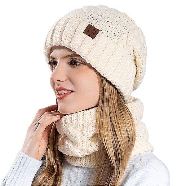 Refttenw Strickmütze Damen Warm Strickmütze&Schal Set,Kälteschutz,Plüsch günstig online kaufen