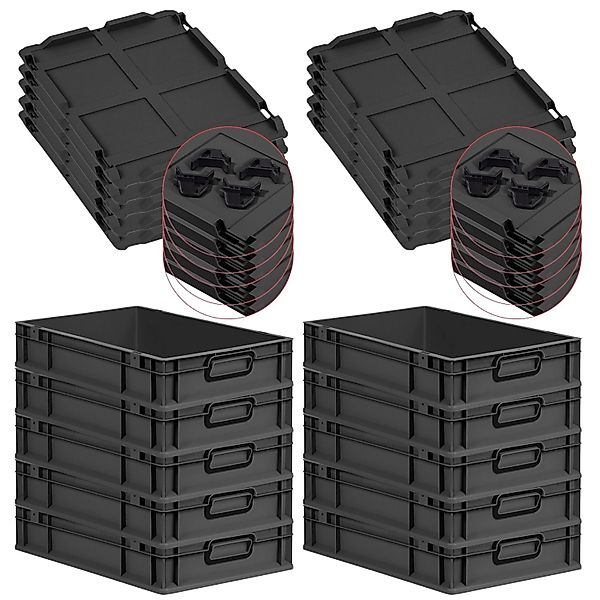 PROREGAL SparSet 10x Eurobox Nextgen Color Mit Auflagedeckel HxBxT 12x40x60 günstig online kaufen